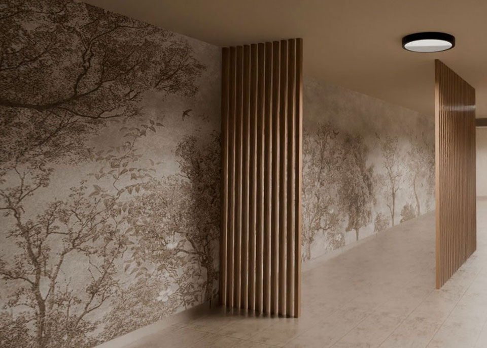 Calmly designed wallpaper produced with the eco-friendly DA-640