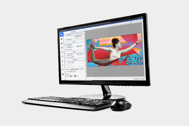 VersaWorks 6 Çok İşlevli RIP Paketi yazılımını gösteren bilgisayar ekranı