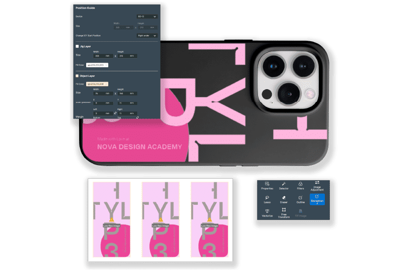 Image visualizing the process of setting up for prints on objects