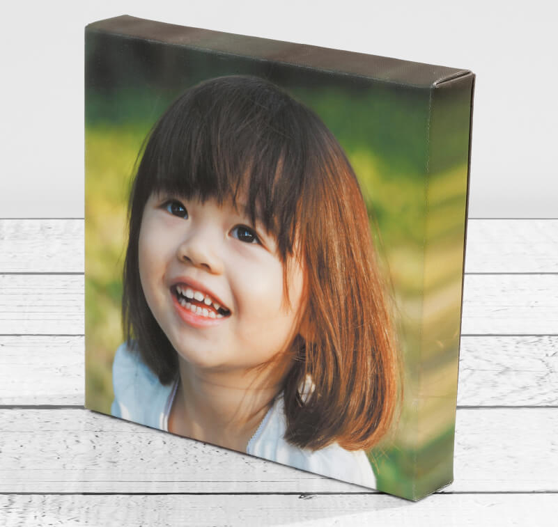 Photograph of a girl printed onto a canvas