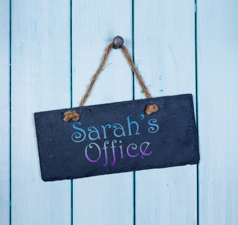 Personalised slate office door sign