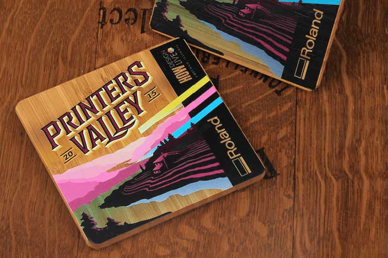 Impresión en posavasos de madera