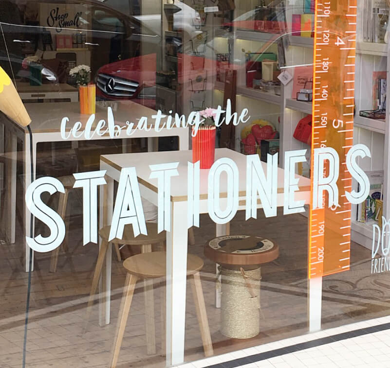 Window sign created with a vinyl cutter