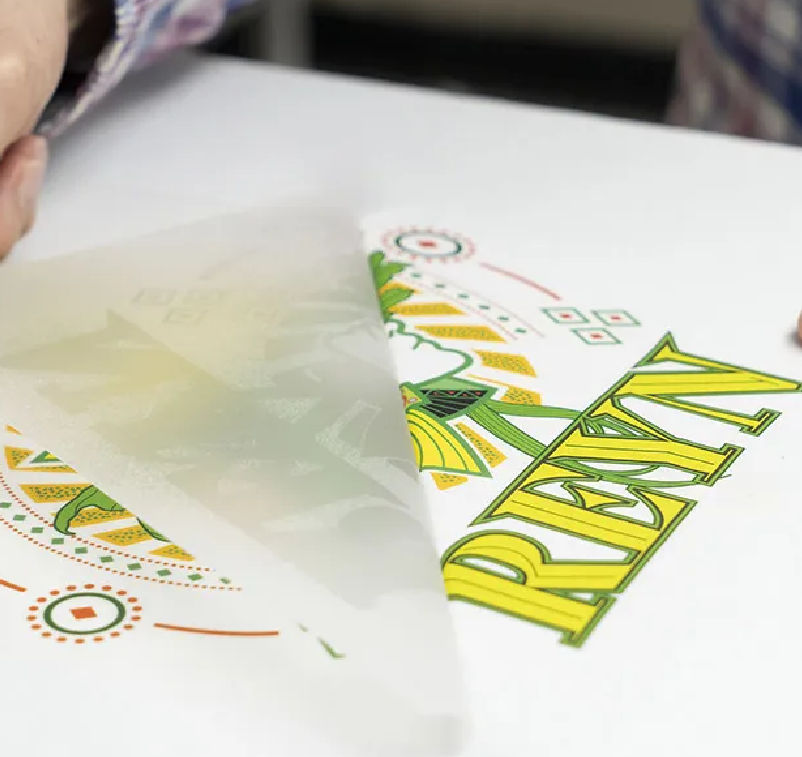 Close up of t-shirts on a DTG printer