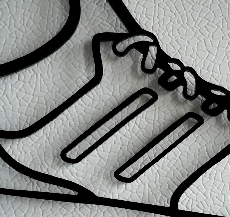 Vitrine décorée de graphismes créés par impression numérique