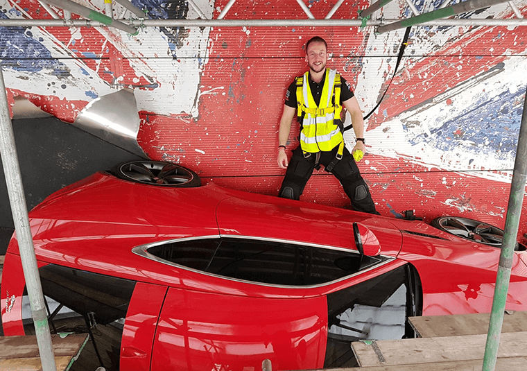 Jaguar F-Type Suspended on a Wall