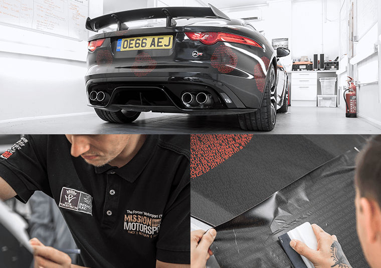 Vinyl wrapping a jaguar f-type