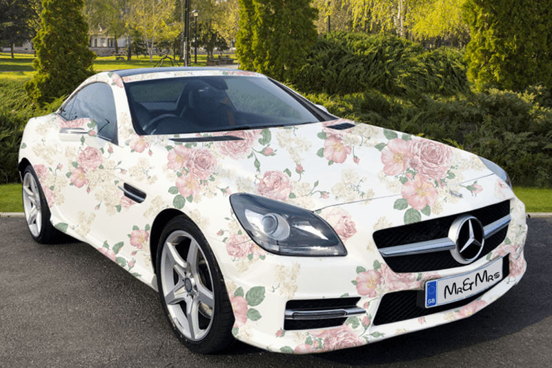 wedding car vehicle wrap