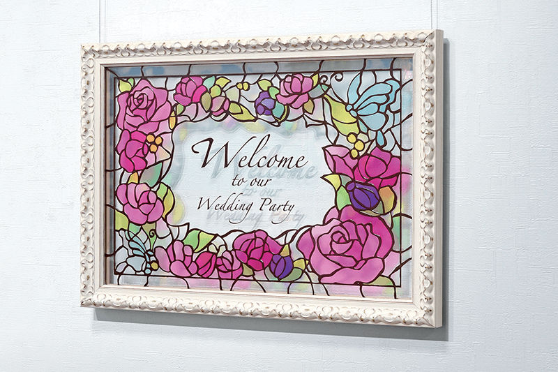 wedding party sign printed directly on glass