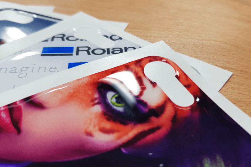 detail of domed phone sticker