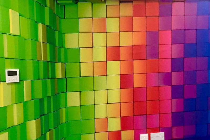 UV Printed wallpaper in Vinyl Guys’ reception area 