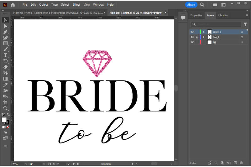 A simple two-tone T-shirt design in Adobe Illustrator: