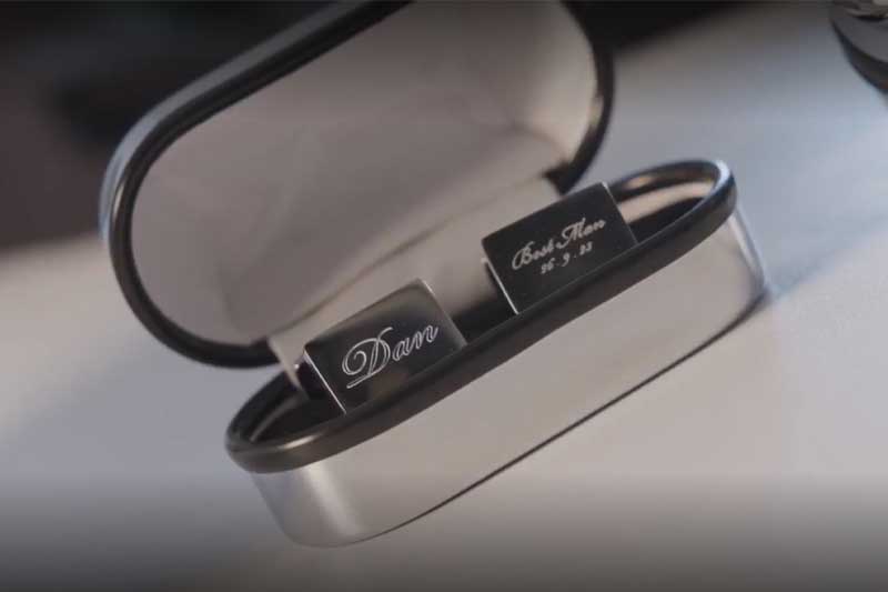 Engraved cufflinks and box