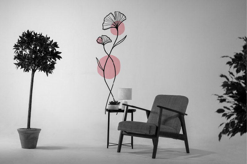 Adesivo da parete in vinile tagliato che raffigura un fiore
