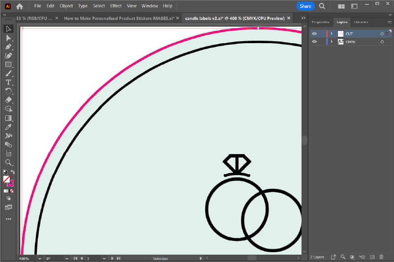 Aggiunta di linee di taglio in Adobe Illustrator