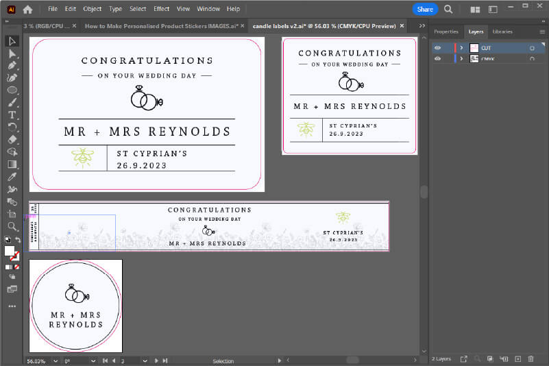 Vari design di adesivi in Adobe Illustrator