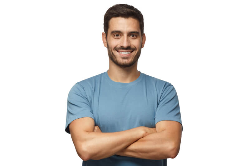 Image de stock d’un homme sur fond blanc