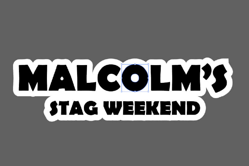 Black text with a white border created in Adobe Illustrator