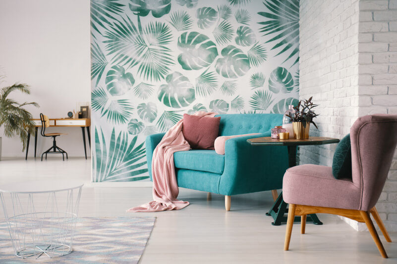 Custom wallpaper printed with large format digital printing.