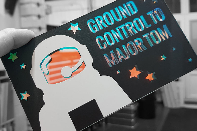 White UV ink printed on a card