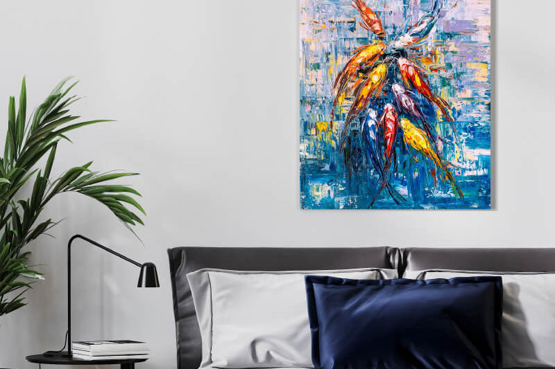 A resin ink printed painting on a wall