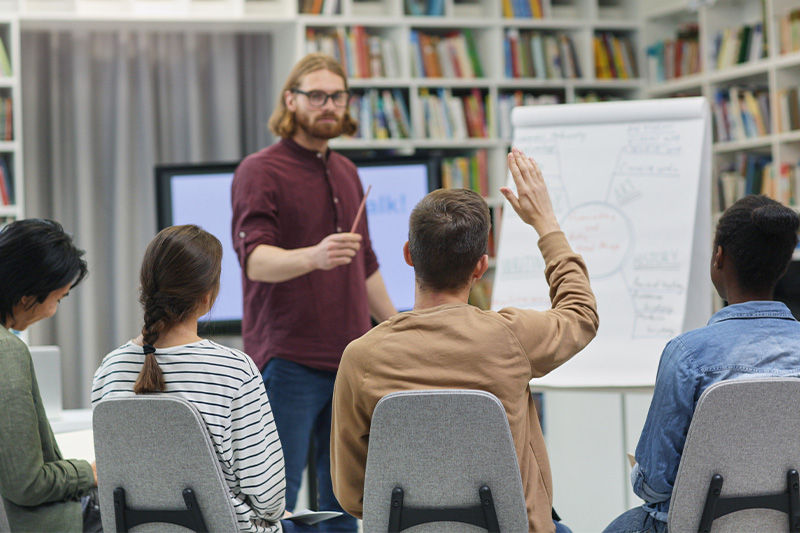 A group of people in a training session 