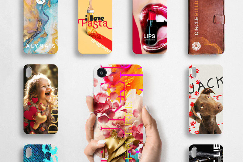 Een collectie bedrukte telefoonhoesjes