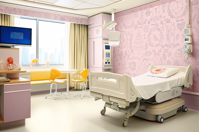 Chambre d’hôpital décorée d’un autocollant mural Dimense
