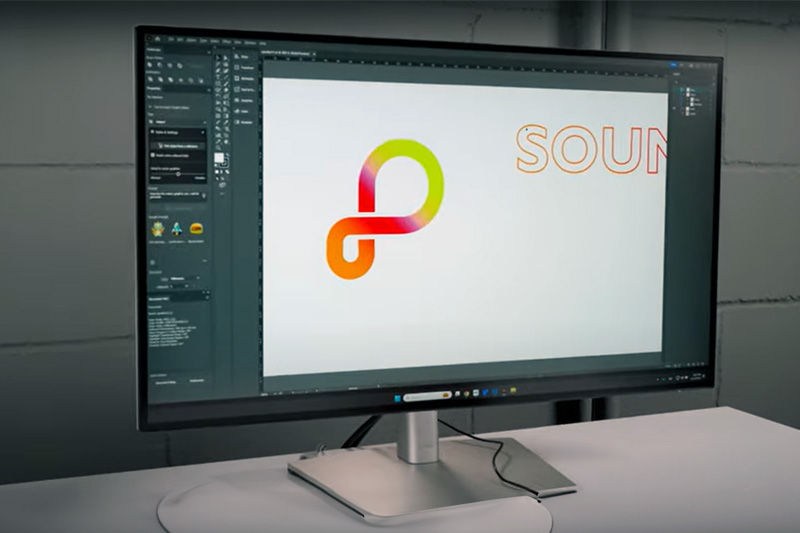 Una pantalla de ordenador con nuestro archivo de diseño cargado en Illustrator