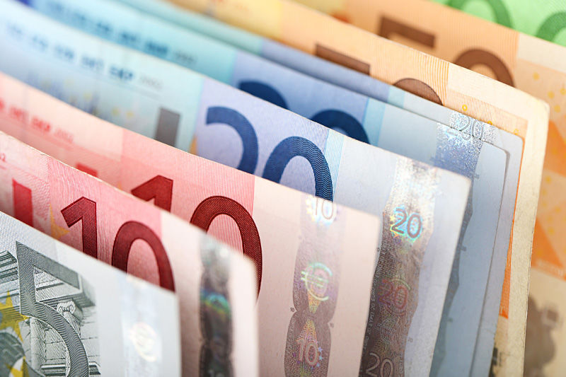 Een verzameling eurobiljetten