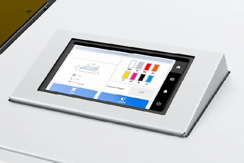 7-inch touchscreen control panel of the MO-180 UV printer
