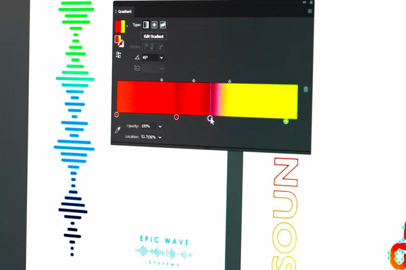 Comprobación del degradado de color en Illustrator 
