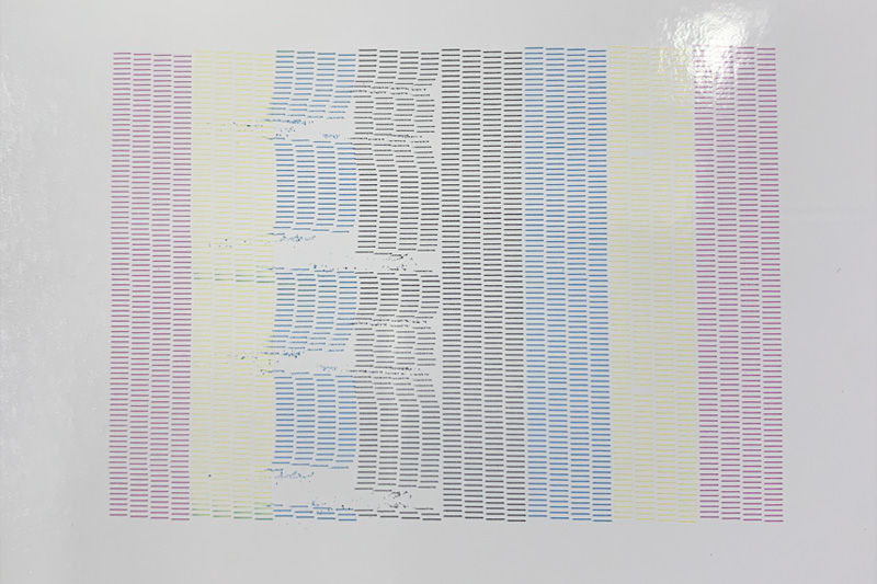 A test print showing nozzle drop out