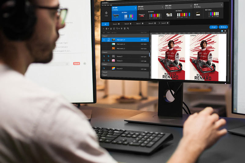 A print professional using VersaWorks 7 