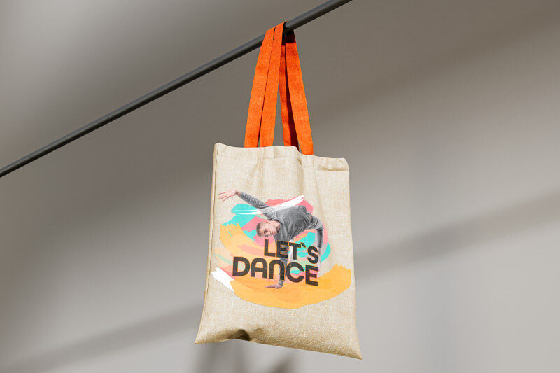 A tote bag decorated with heat transfer vinyl 