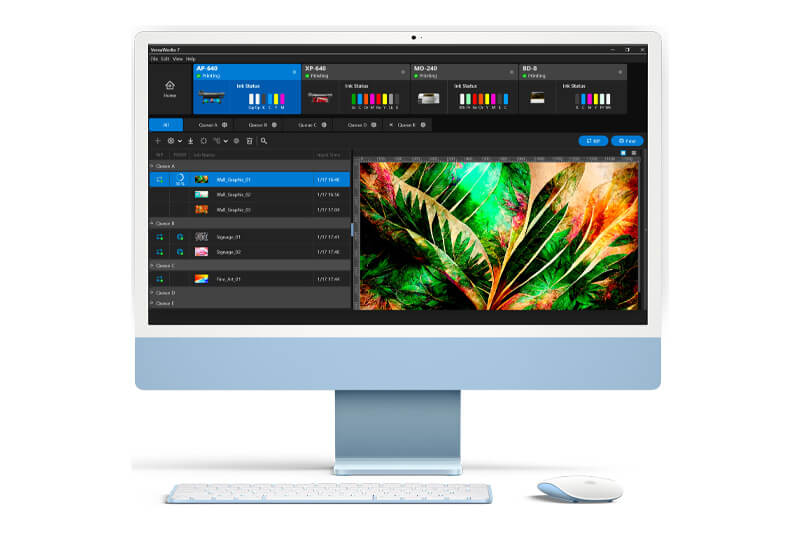 Interface de utilizador do VersaWorks 7 num Mac  