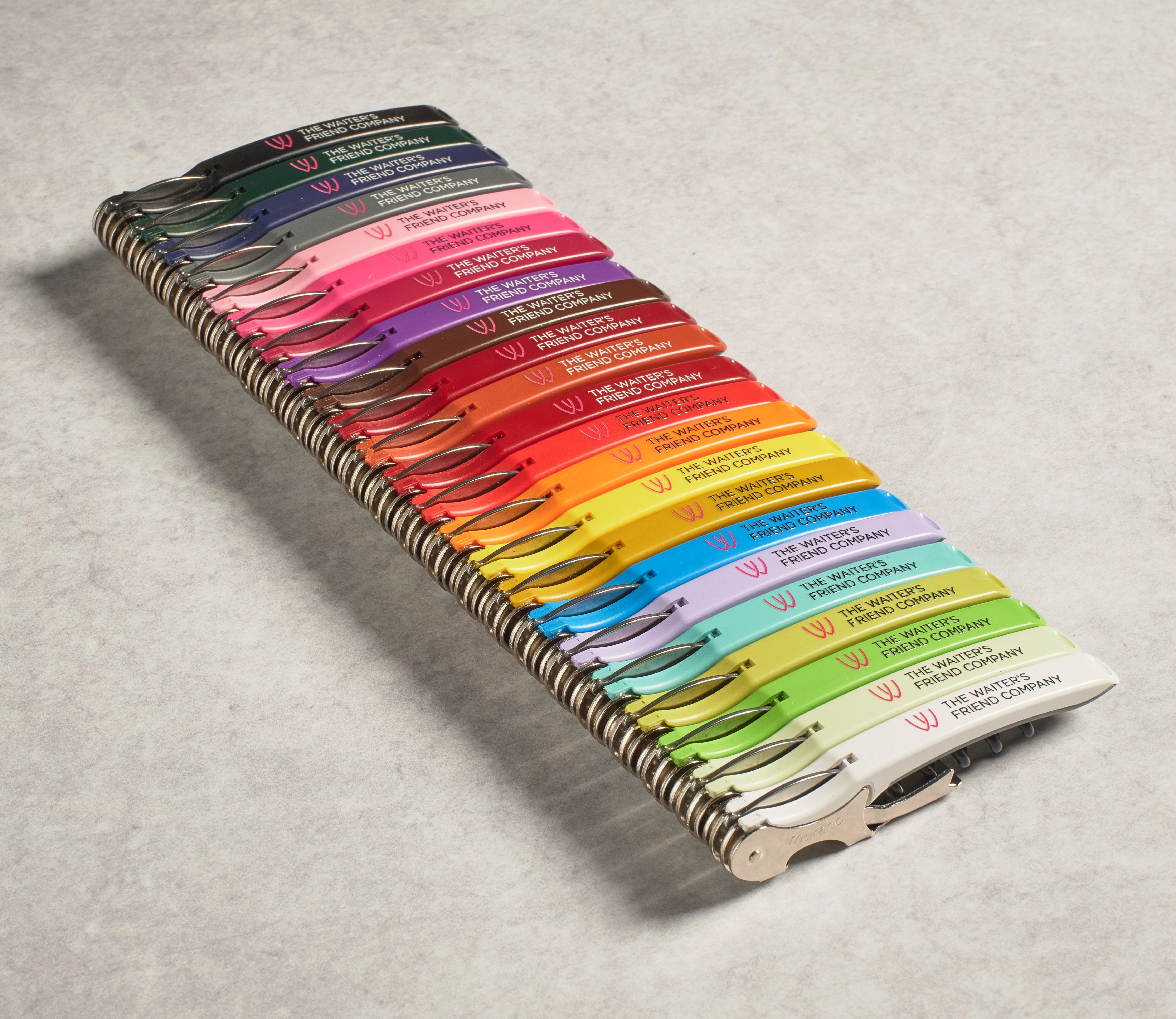 Customised barware for the wine trade, lined up in colourful range