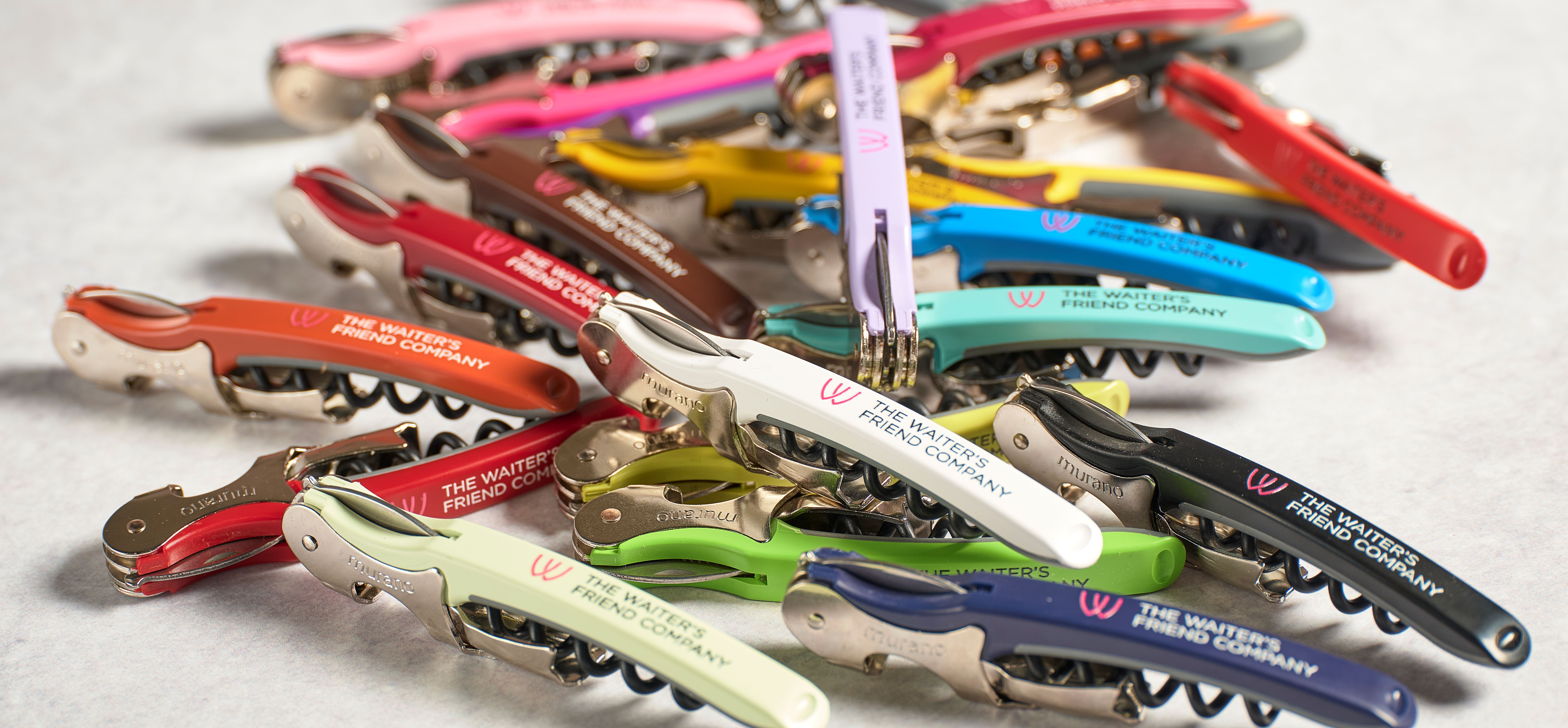 Banner showing colourful customised barware produced by The Waiter's Friend Company