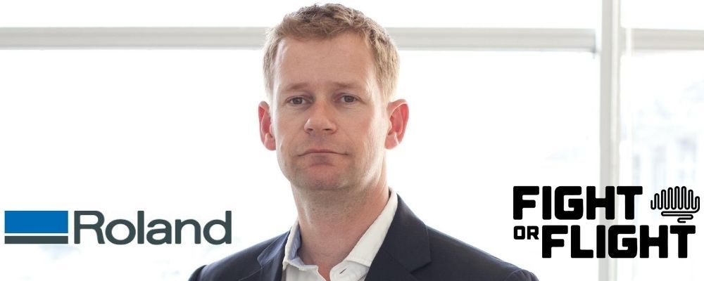 Stephen Davis EMEA Marketing Director Roland DG appoints Fight or Flight agency logo