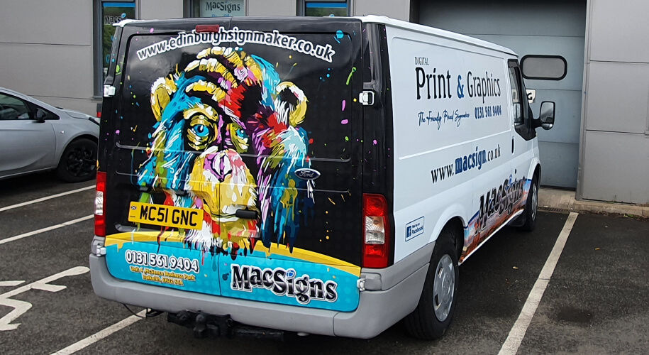 Mac Signs vinyl wrapped rear van door