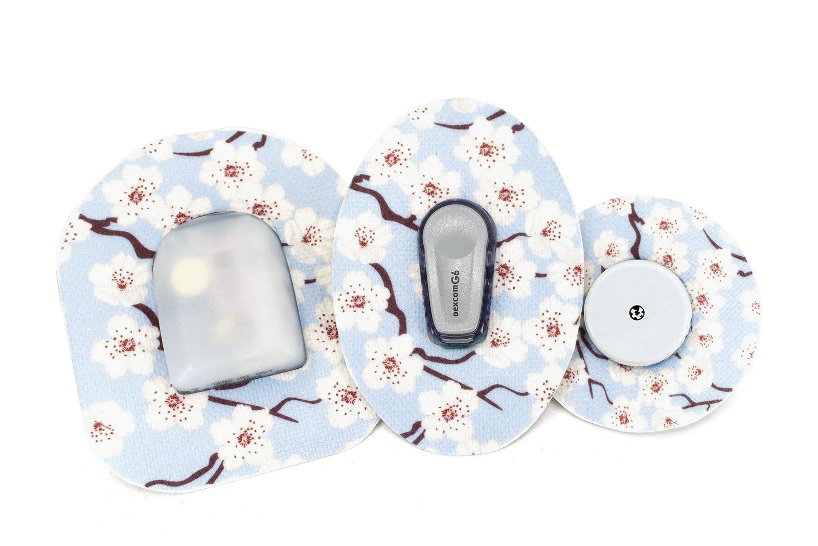 Diabetes device patches with floral design