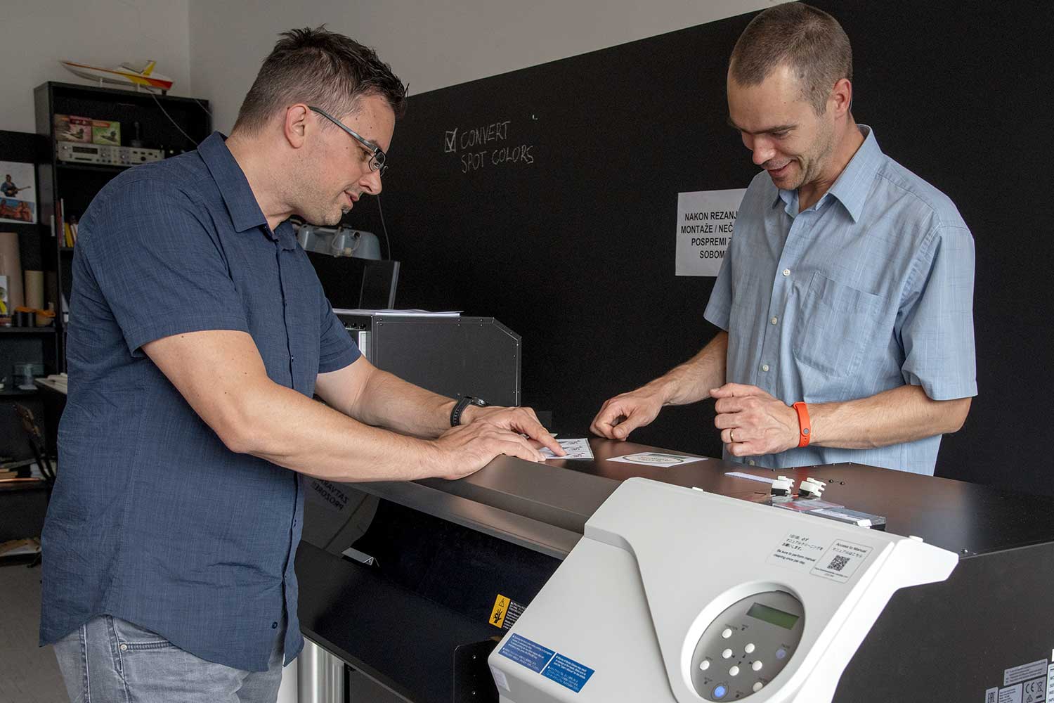 Kaligraf team admire freshly printed labels