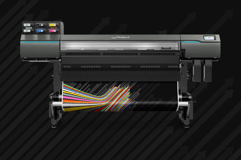 Banner showing a model of Roland DG's AP-640