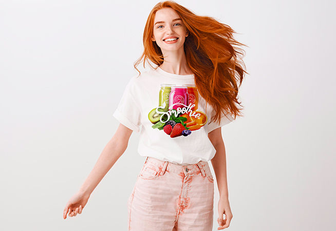 T-shirt met het logo geprint en contour gesneden met de TrueVIS SG2