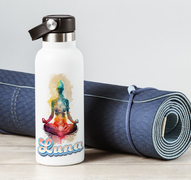 Botella de agua impresa con UV