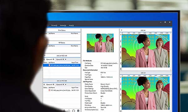 RIP-программа VersaWorks на мониторе компьютера
