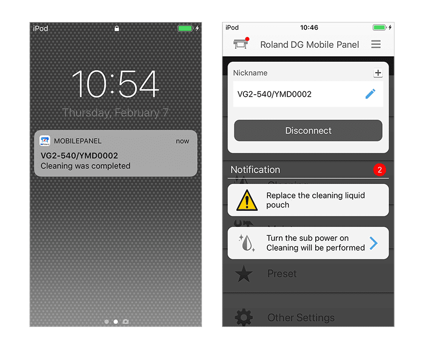 Mobile Panel 2 envoie des notifications vers votre appareil