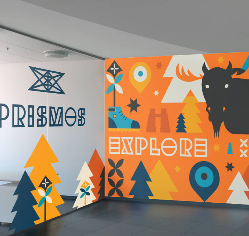 Imagen de la decoración mural en una oficina