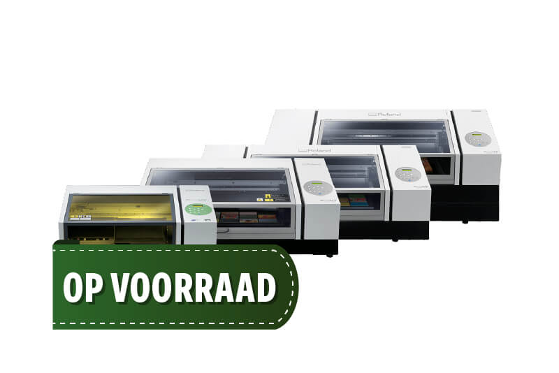 Beshikbare modellen uit het gamma van de VersaUV LEF-reeks flatbed UV-printers van Roland DG
