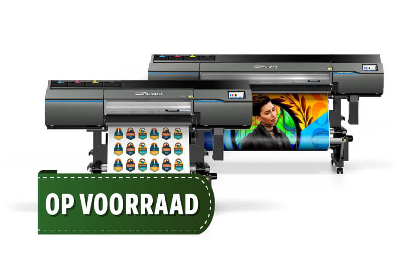 Afbeelding waar beide modellen van de Truevis VG3- en SG3-printers/snijplotters naast mekaar staan